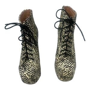 Jeffrey Campbell Lita Havana Last Fur Zebra Platform Booties Size 8